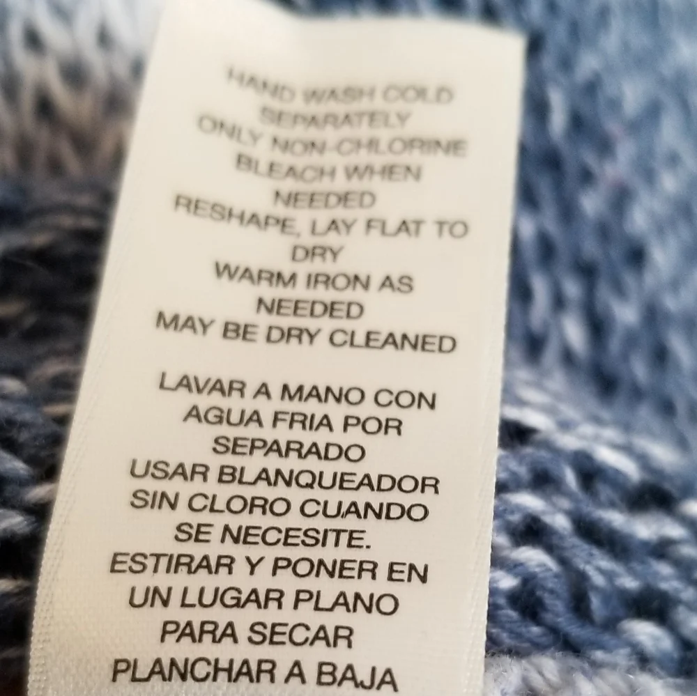 Chico's blue crochet asymmetrical hem cotton blend sweater SZ Med - Picture 5 of 8
